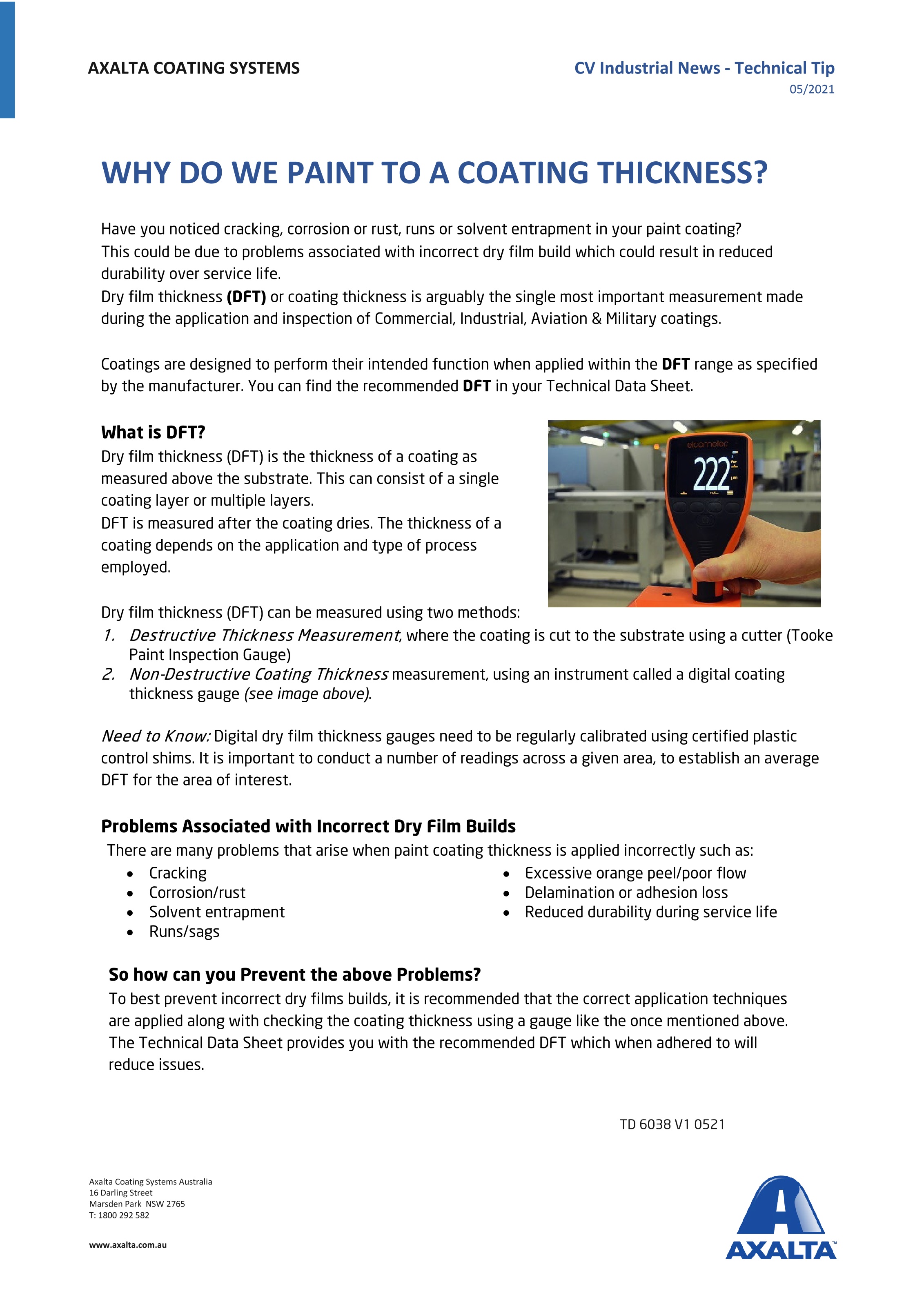 TD6038 Why do we paint to a DFT 0521