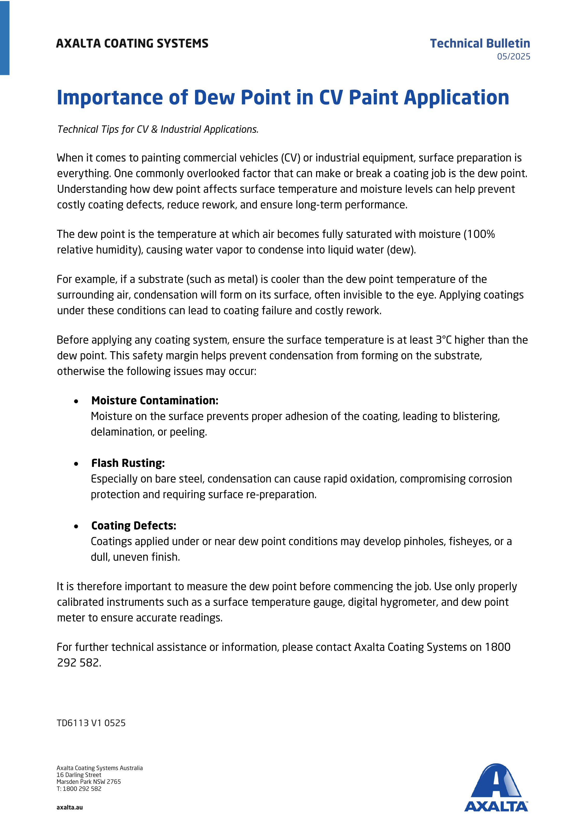 TD6113 Importance of Dew Point in CV Application V1 0525